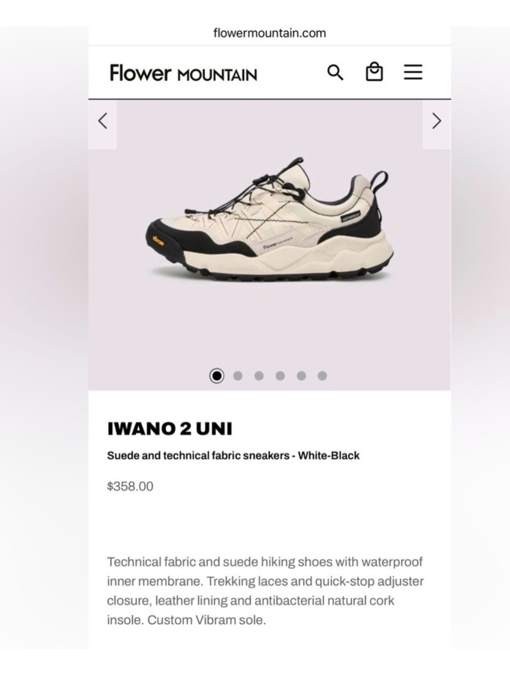 Flower Mountain IWANO 2 UNI Suede and technical fabric sneakers -White-Black - Picture 2 of 16